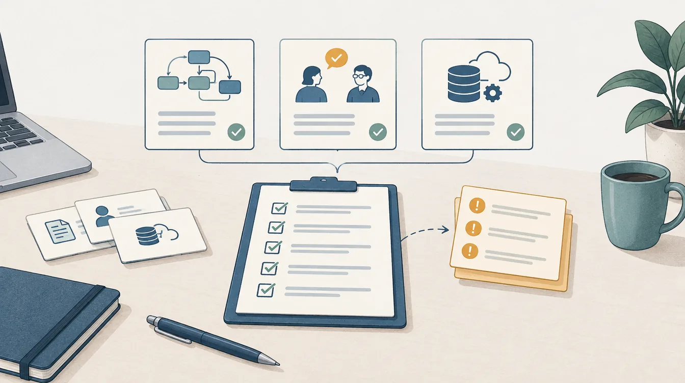 Prozess, Ansprechpartner und Datenzugang werden anhand einer Projektcheckliste geprüft.
