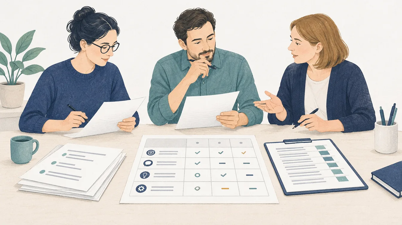 Drei Korrektoren besprechen Unterschiede zwischen ihren Bewertungen.